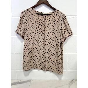 LOFT Women's Polka Dot Short Sleeve Blouse XL